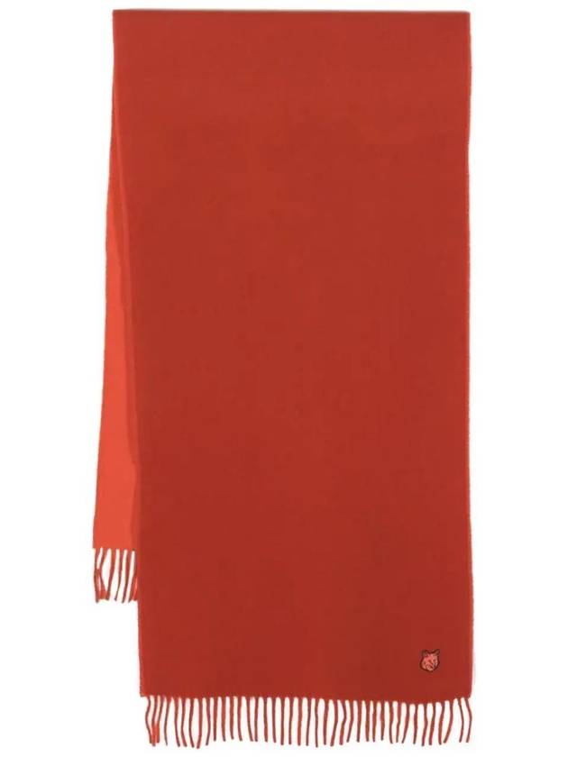 메종키츠네 볼드 폭스 헤드 패치 머플러 레드