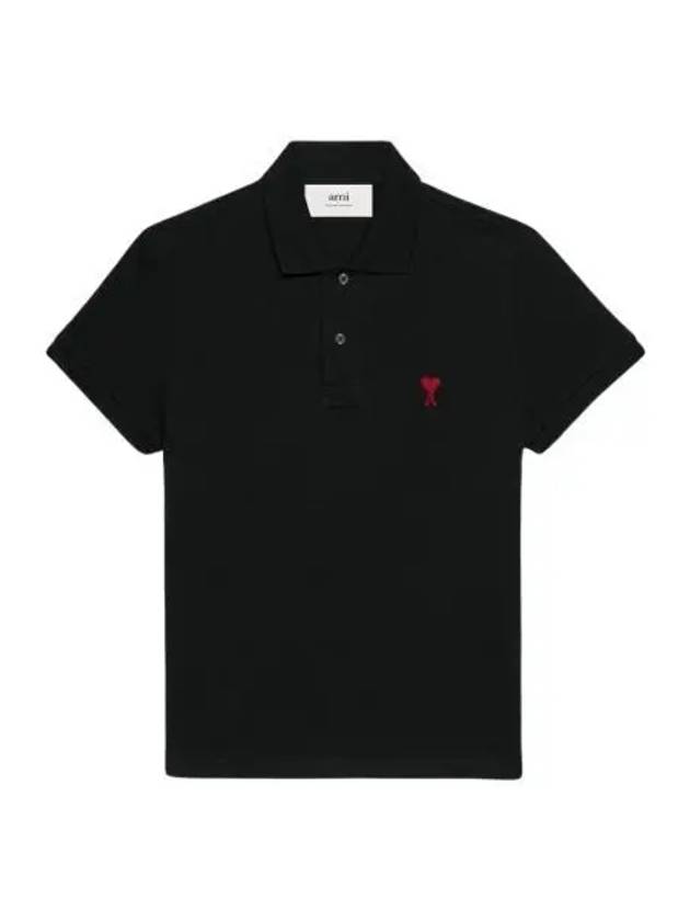 아미 스몰 하트 로고 폴로 셔츠 블랙 AMI de Coeur Polo Shirt Black