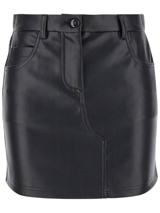 SEMICOUTURE Y4WT21Y690 에코 레더 여성용 블랙 5포켓 미니 스커트