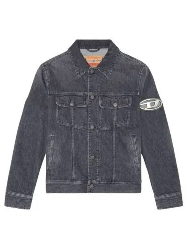 디젤 D 바르시 Fsc 레귤러핏 데님 자켓 플라크 블랙 다크 그레이 Diesel D Barcy Fsc Regular Fit Denim Jacket with Plaque Black Dark Grey