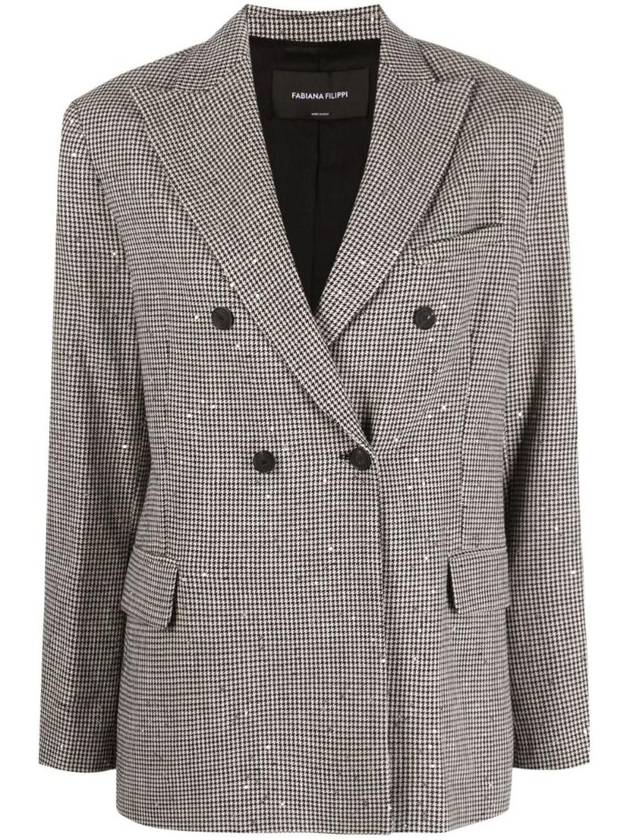 파비아나 필리피 시퀸 더블 브레스티드 블레이저 자켓 블랙