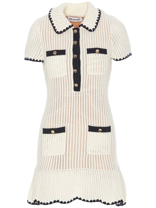 셀프 포트레이트 크로셰 플레어 미니 드레스 136S_CREAM