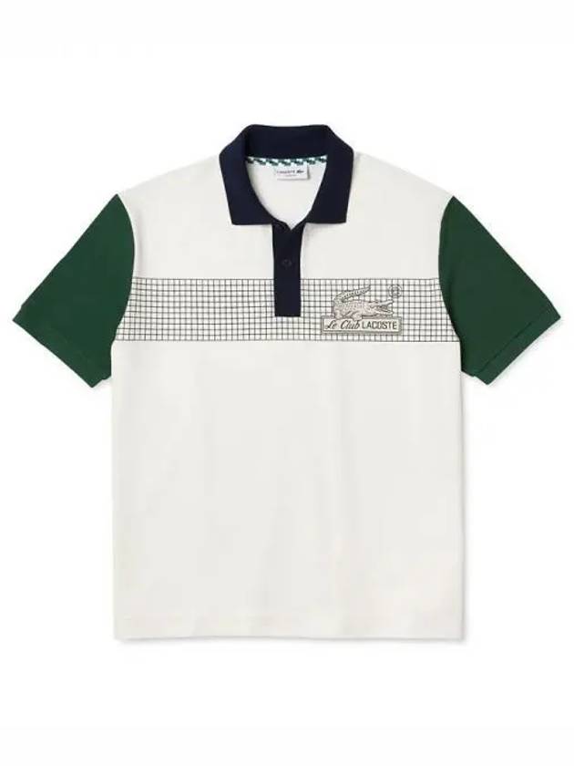 라코스테 맨즈 컬러블록 루즈핏 로고 폴로셔츠 카라티 화이트 6265498