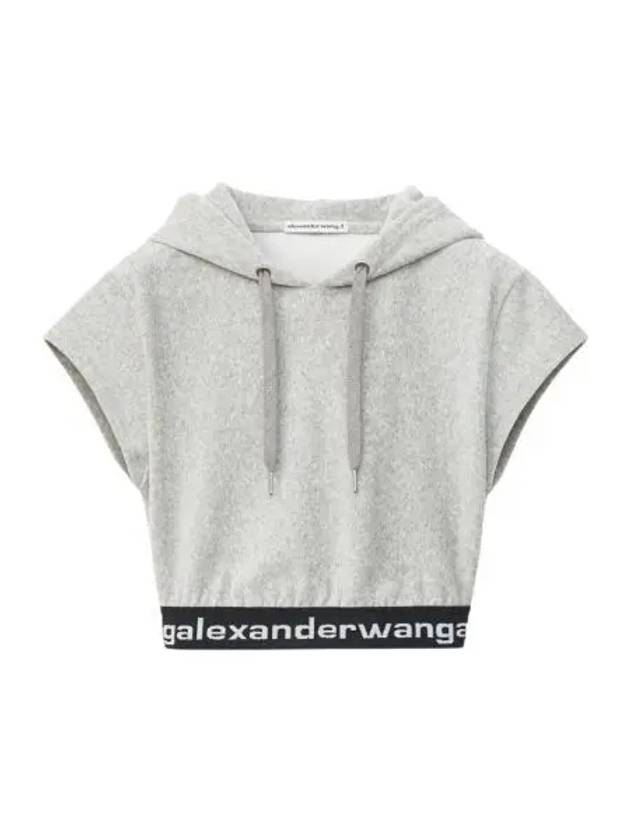 W 알렉산더 왕 스트레치 코듀로이 캡 슬리브 후드 그레이 W Alexander Wang Cap Sleeve Hoodie in Stretch Corduroy Grey