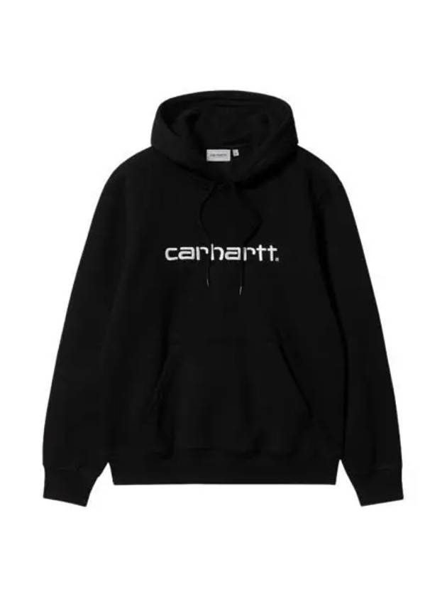 칼하트 WIP 후드 칼하트 스웨트셔츠 블랙 화이트 Carhartt WIP Hooded Carhartt Sweatshirt Black White
