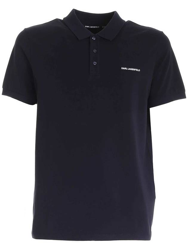 Karl Lagerfeld Rubberized logo polo shirt in blue