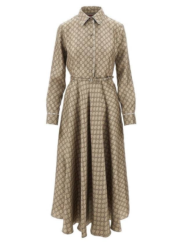 GUCCI GG silk twill midi dress
