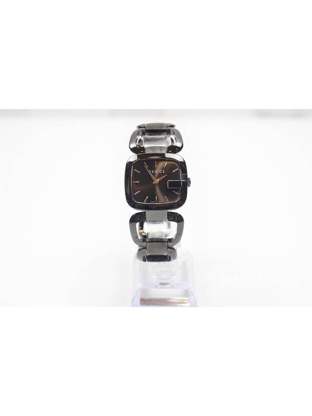 구찌 크루즈 블랙 PVD 여성 뱅글 스틸 워치 YA125403