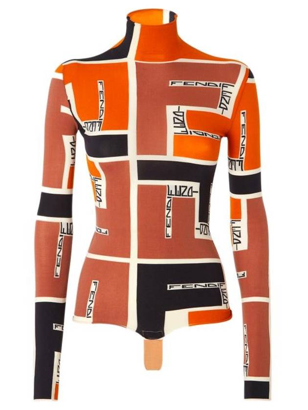 펜디 FF 퍼즐 프린트 하이넥 니트탑