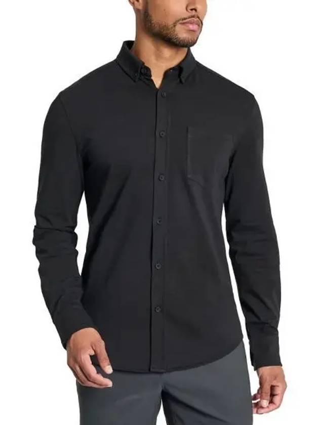 케네스콜 맨즈 슬림핏 플레인 화이트 퍼포먼스 긴팔 롱슬리브 버튼다운 셔츠 블랙 9864665