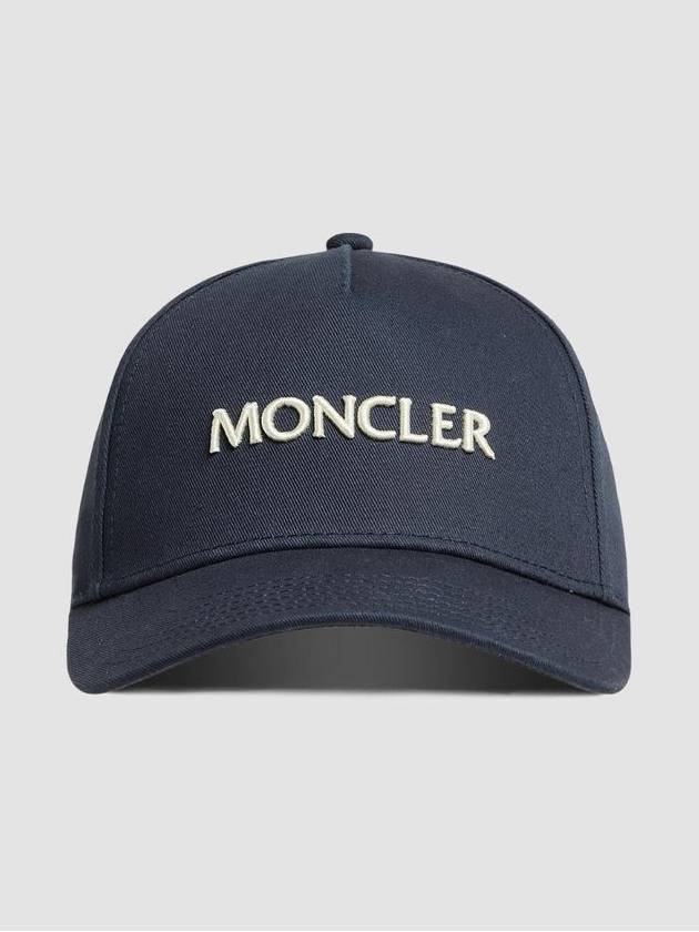 몽클레르 엠브로이더드 로고 가바딘 볼캡 네이비