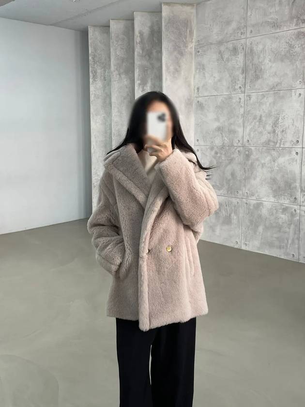 25SS 막스마라 CUBA 쿠바 알파카 울 테디베어 아이콘 코트 002 샌드