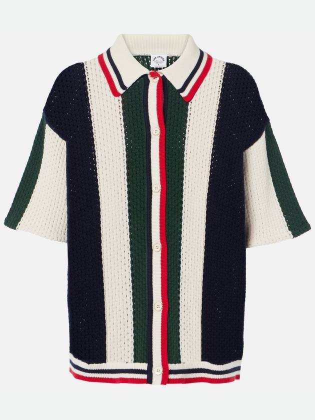 NB04 더 업사이드 여성 탑 Reverie Chino striped open knit cotton shirt