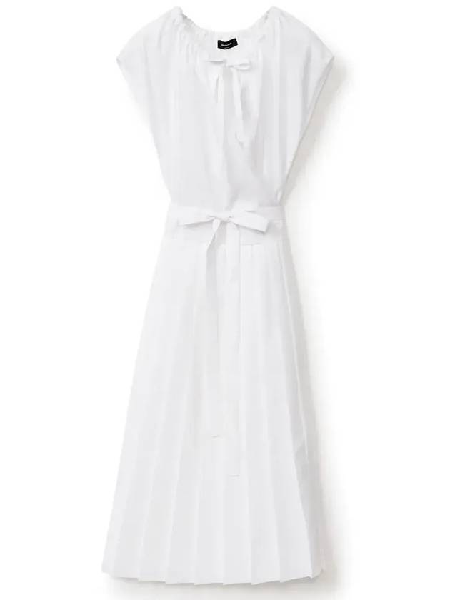 파비아나 필리피 타이드 웨이스트 플리츠 머슬린 미디원피스 화이트