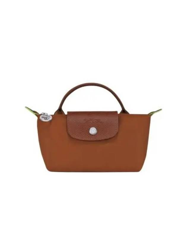 롱샴 르 플리아쥬 그린 핸들 파우치 브라운 코냑 Longchamp Le Pliage Green Handle Pouch Brown Cognac