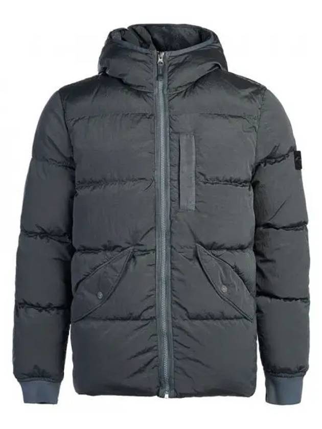 스톤아일랜드 키즈 와펜 패치 다운 후드 패딩 그레이