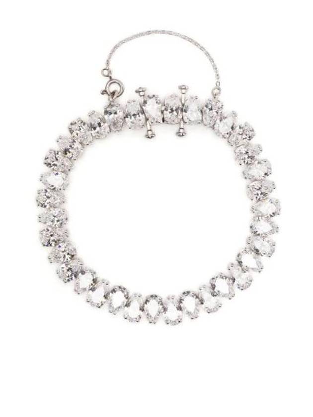 스와로브스키 매트릭스 배 컷 크리스탈 테니스 팔찌 실버