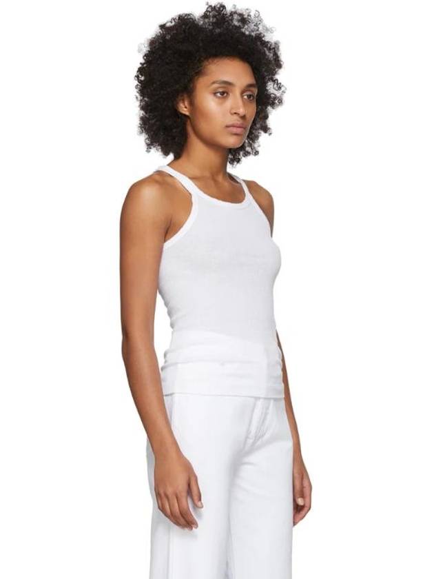 리던 White Ribbed Tank Top White