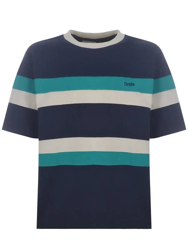 퍼니 미스터 로고 자수 스트라이프 티셔츠 ATS128CO002_NYNAVY