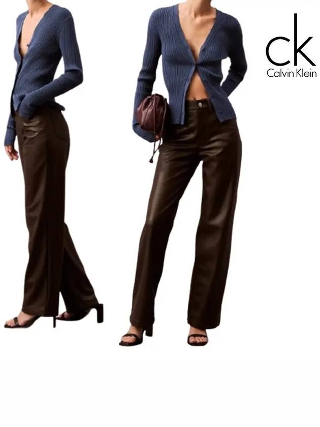 캘빈클라인 여성 90 s 레더 바지 브라운