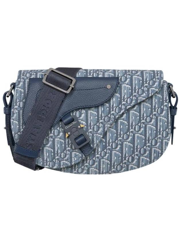 디올 새들 메신저 백 디올 오블리크 자카드 앤 그레인드 카프스킨 블루 1ADPO325YKY H04E