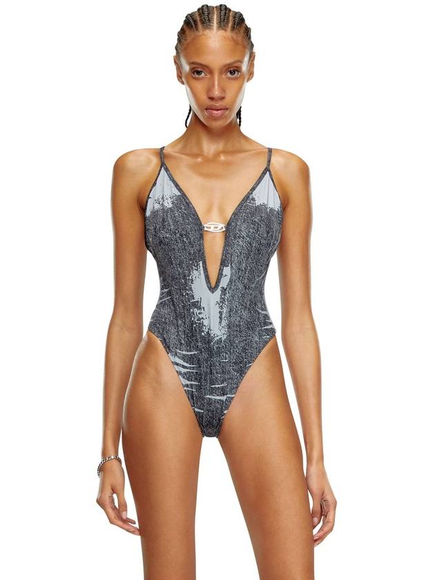 Diesel - Swimsuit with denim print - Swimsuits - Woman - Black