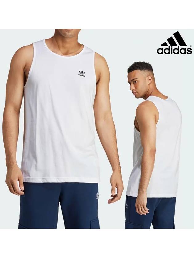 아디다스 에센셜 트레포일 로고 탱크 탑 나시티셔츠 화이트