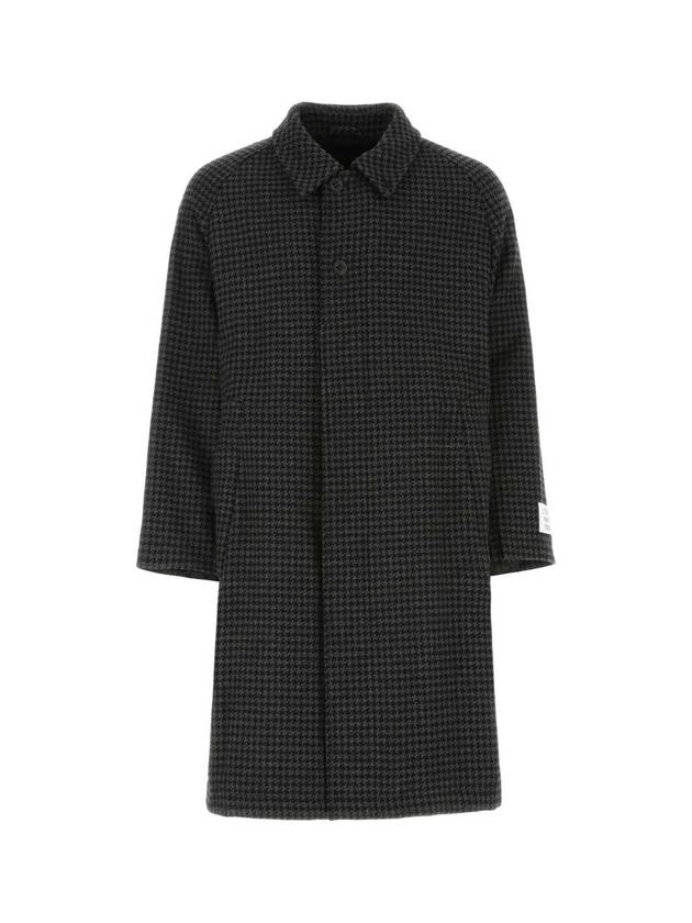 ETUDES DISTANCEHOUNDSTOOTH BLKGREY 자수 울 블렌드 코트