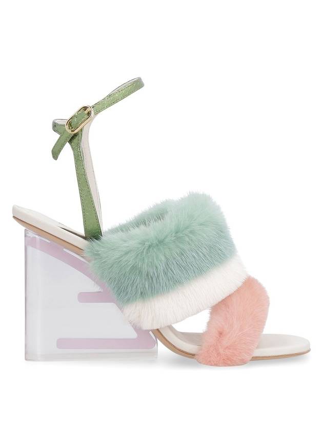 펜디 퍼스트 밍크 샌들 힐 라이트블루 핑크