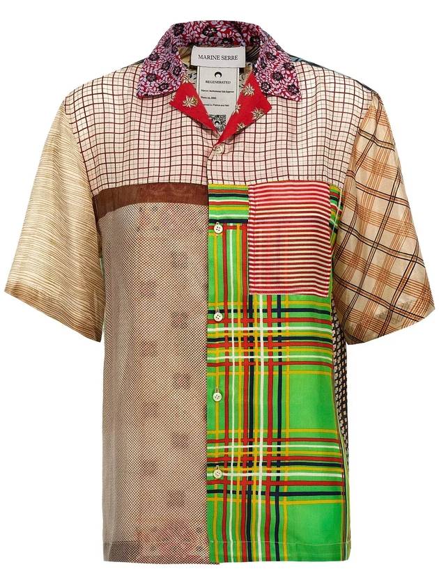 마린 세르 패치워크 스카프 프린트 볼링 셔츠 USI025AUWOV0028_MU00