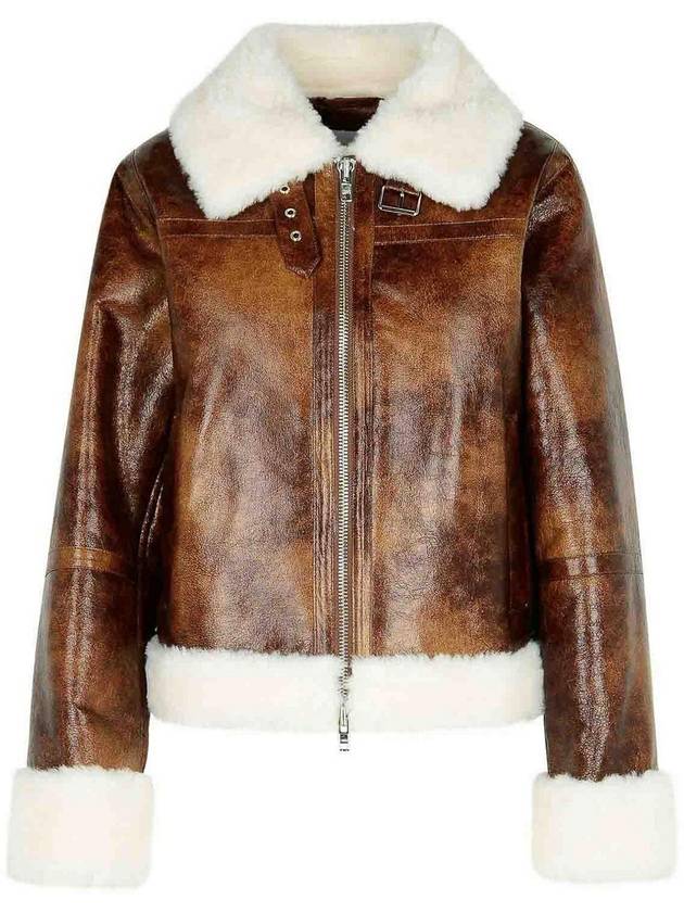 Stand Studio Lorelle Eco Sheepskin In Brown Polyurethane