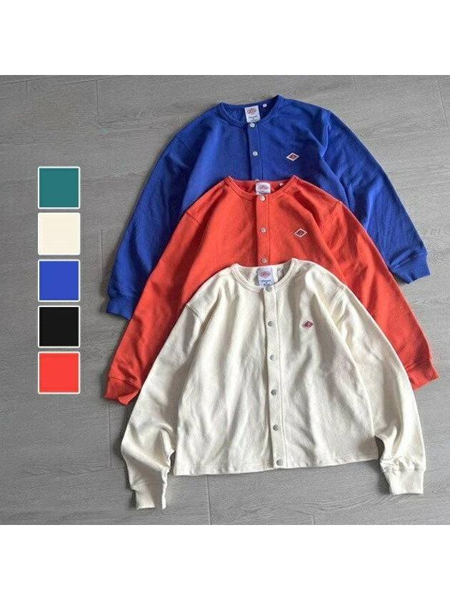 단톤 여성 가디건 코튼 테리 도트 버튼 크루넥 가디건 5색상