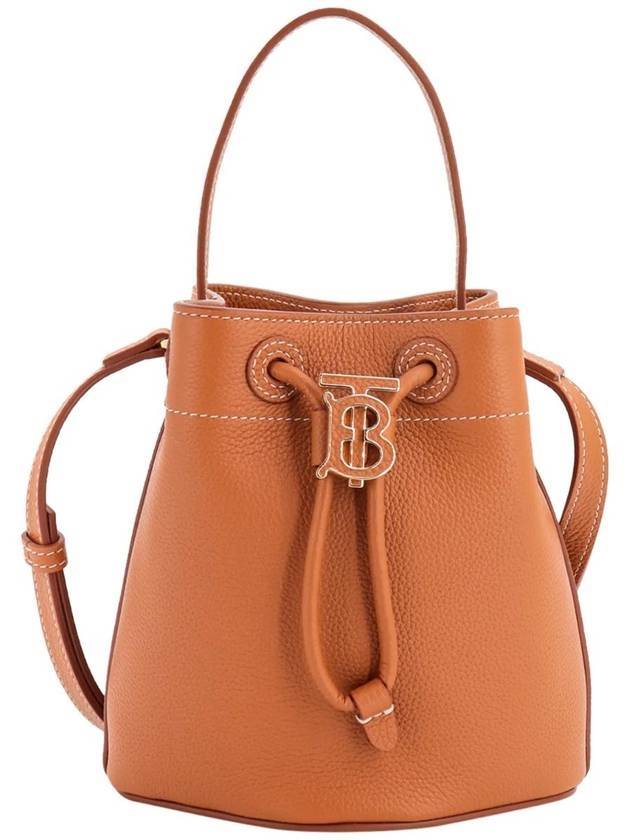 버버리 TB 미니 레더 버킷 백 왐 러셋 브라운