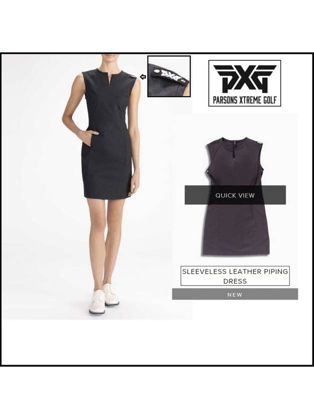 PXG 골프웨어 2022FW 뉴 레더 파이핑 드레스 여성 골프 원피스 SLEEVELESS LEATHER PIPING DRESS