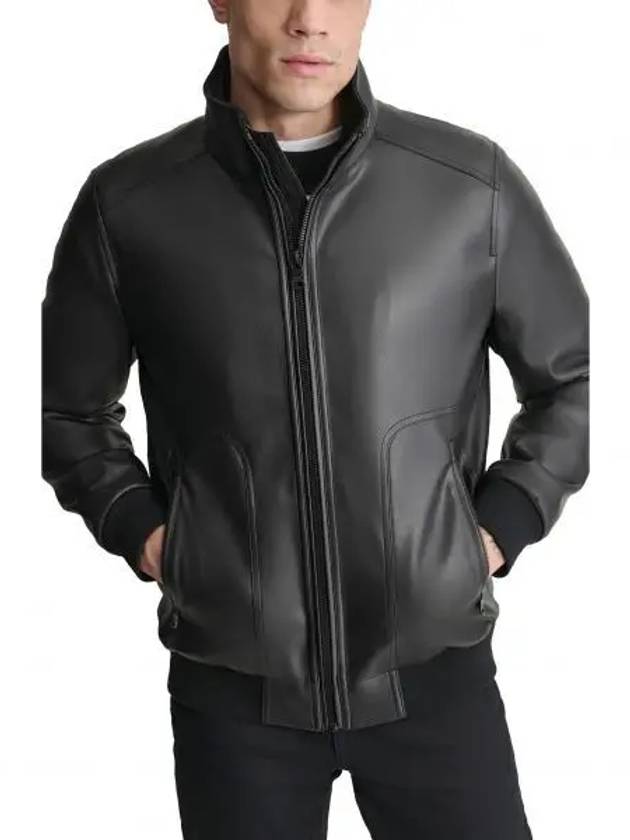 DKNY 디케이앤와이 Faux 레더 봄버 자켓 블랙 9513668