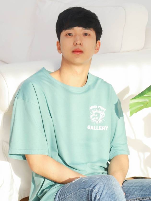 코드아이엠 앵그리 퍼피2 프린팅 오버핏 반팔 티셔츠 민트