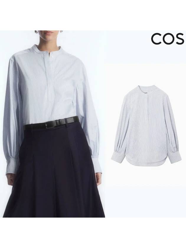 코스 웨스턴 스타일 캐주얼 데님 러플 탑 긴팔 셔츠 블루스트라이프