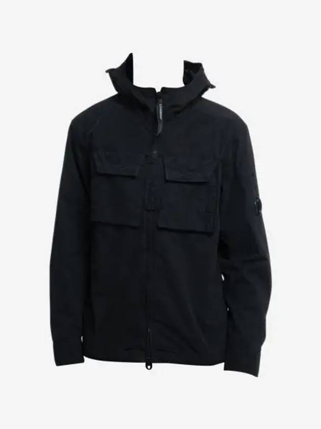 C.P. 컴퍼니 헤비 포플린 에머라이즈드 후드 셔츠 블랙 23SS C.P. Company Heavy Popeline Emerized Hooded Shirt Black 23SS