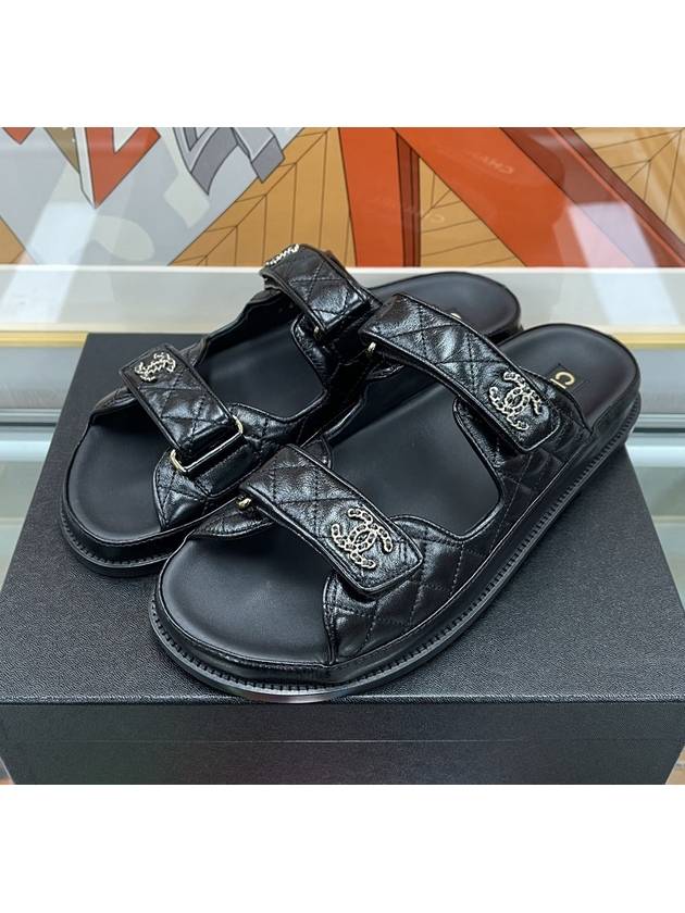 샤넬 CC로고 벨크로 뮬 남성 슬리퍼 블랙 G45507