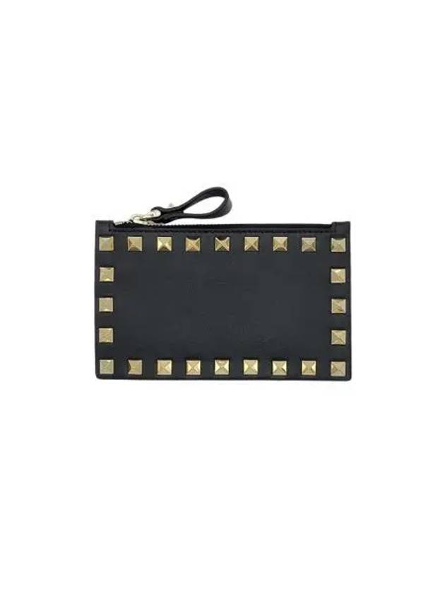 발렌티노 락스터드 지퍼 카드 홀더 블랙 Valentino Rockstud Card Holder with Zipper Black