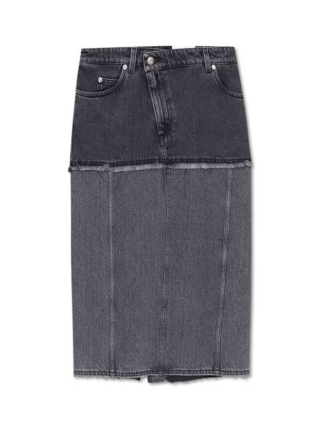 알렉산더 맥퀸 투톤 로우 엣지 데님 스커트