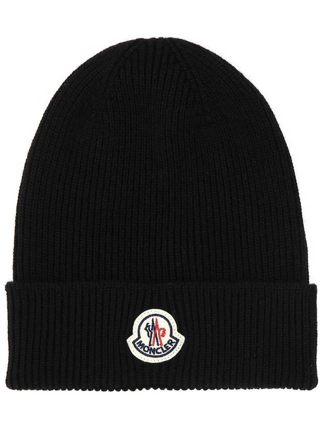 MONCLER Black wool beanie hat 3B70500A9342 999