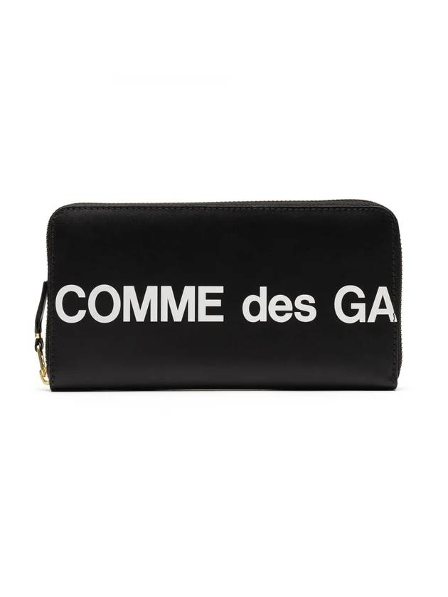 꼼데가르송 월렛 휴즈 로고 더블 지퍼 장지갑 블랙
