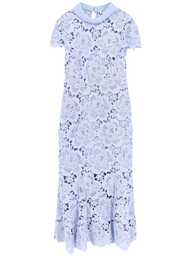 셀프 포트레이트 플라워 레이스 콘트라스트 칼라 미디 드레스 RS25911MBL_BLUE