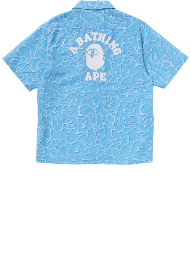 베이프 ABC 씨 서피스 카모 오픈 카라 S S 셔츠 블루