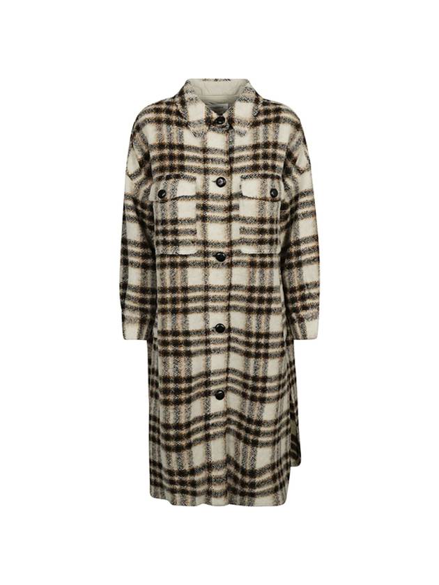 이자벨마랑 에뚜왈 폰티지 체크 패턴 울 싱글 코트 에크루