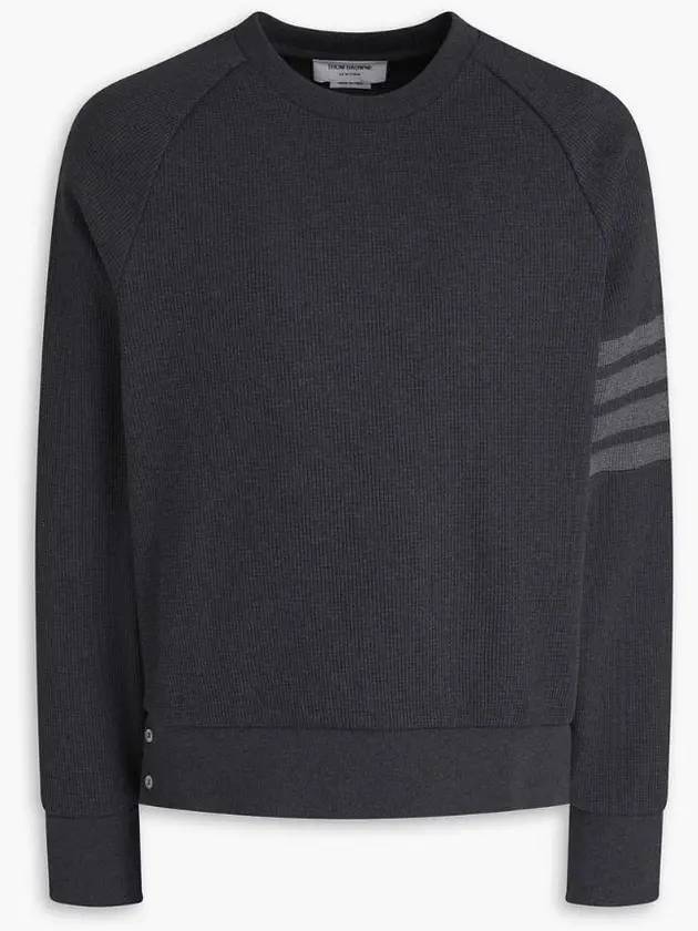 톰브라운 사선 스트라이프 맨투맨 다크 그레이