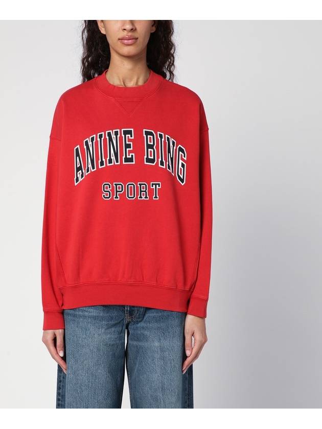 ANINE BING Red crew-neck sweatshirt with logo print