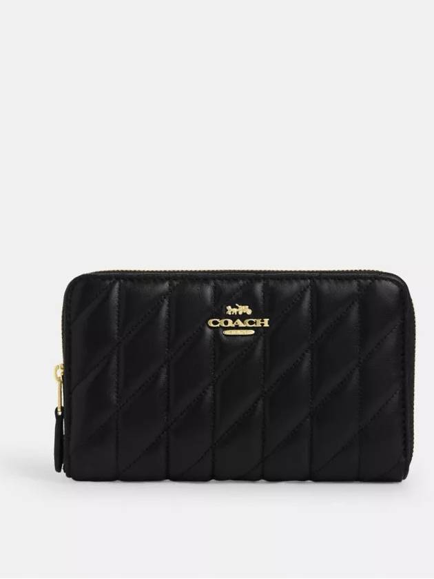 코치 미디엄 아이디 지퍼 월렛 퀼팅 중지갑 Gold Black