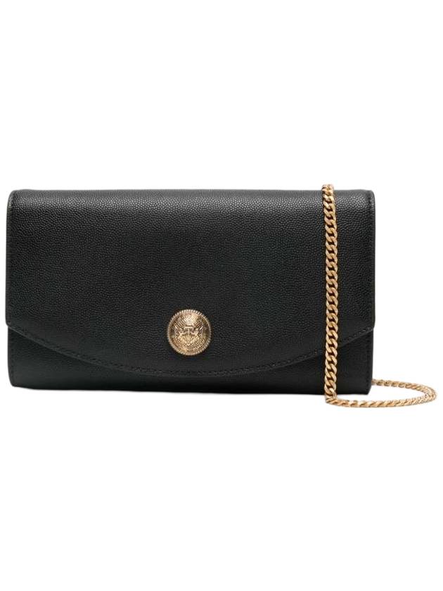 발망 엠블렘 그레인드 카프스킨 숄더 백 블랙